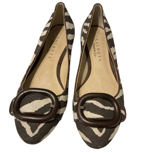 Talbots Shoes - Talbots Shoes‎ Womens Size 6.5 B Zebra Print Ballet Flat Buckle Slip-on Brown